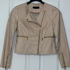 STEVE MADDEN leather jacket stylish light pink jacket medium. Zippers. Cute
